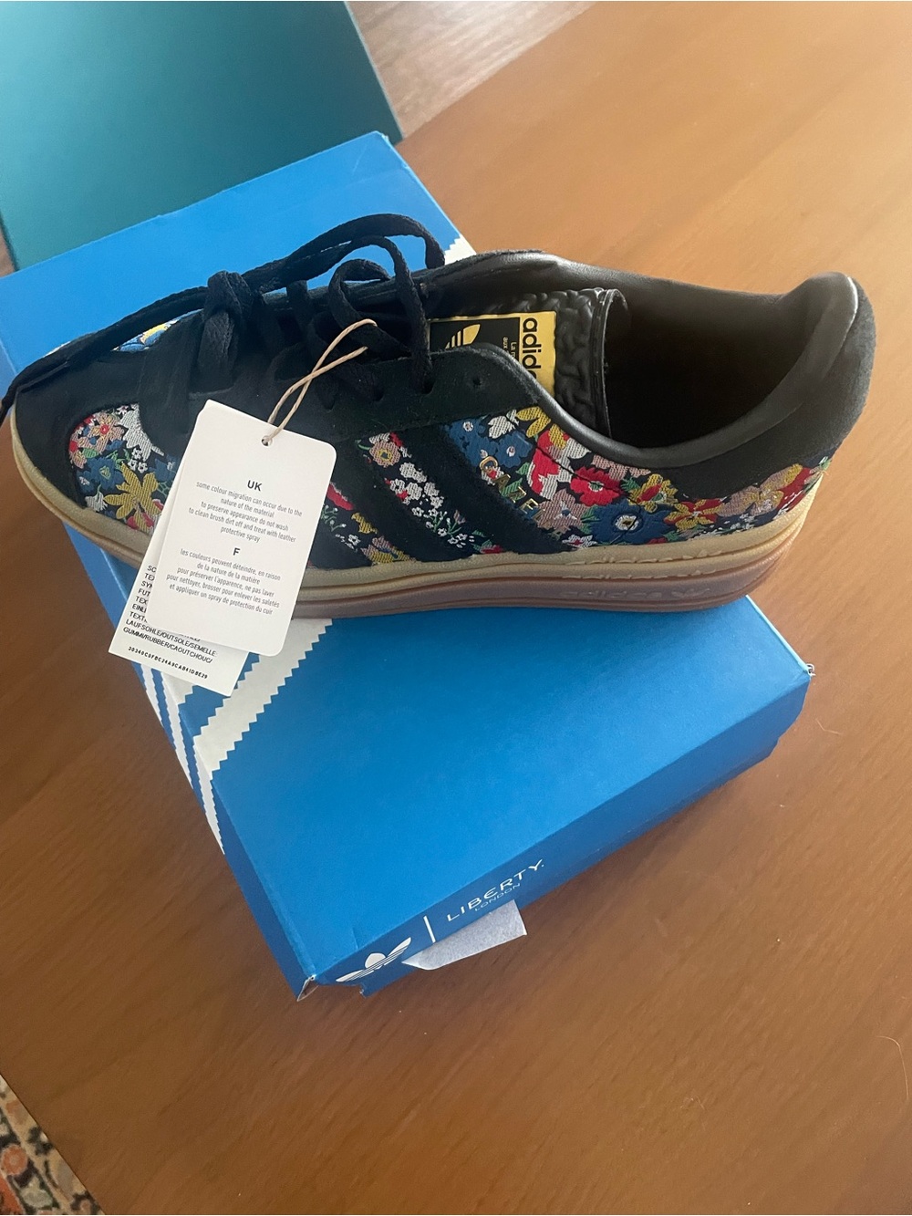 NWT adidas x Liberty of London Gazelle Black Floral Platform Sneakers - Picture 3 of 6